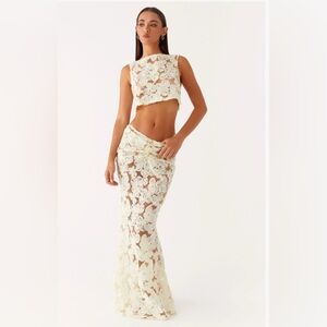 NWOT Peppermayo Cream Lace Maxi Skirt and Top